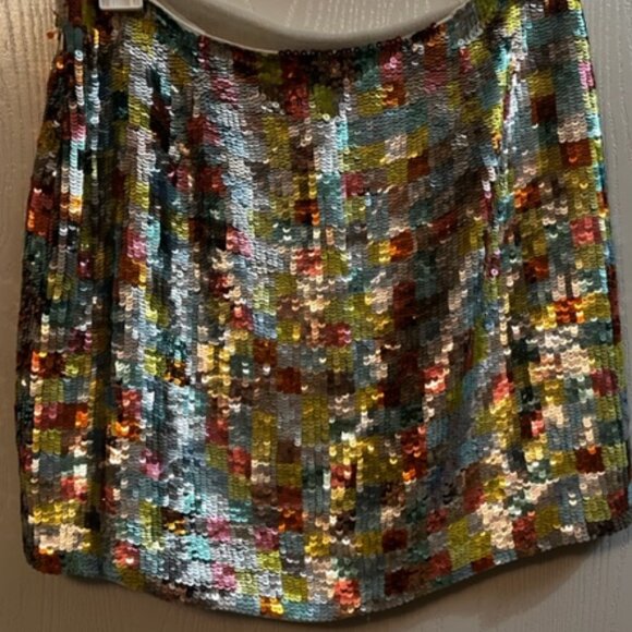 French Connection Multicolor Sequin Sparkly Mini Skirt 6 - Picture 1 of 8